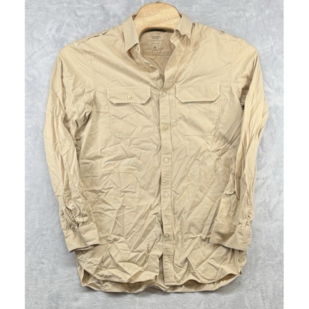 Banana Republic Garment Dye Classic Fit Safari Shirt Beige Italy Men's XL